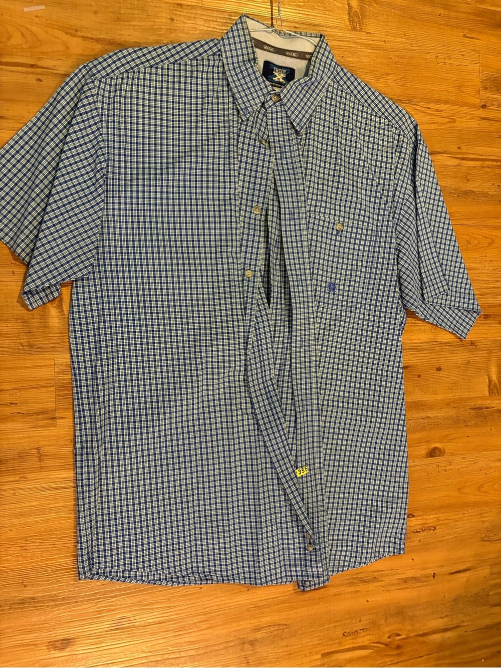 Wrangler Men’s Blue Check Short-Sleeve Button-Down Shirt